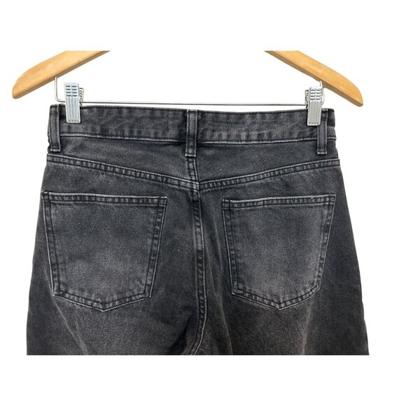 MNG Womens High-Waisted Black Washed Straight-Leg Denim Jeans Size 4 - Picture 7 of 14